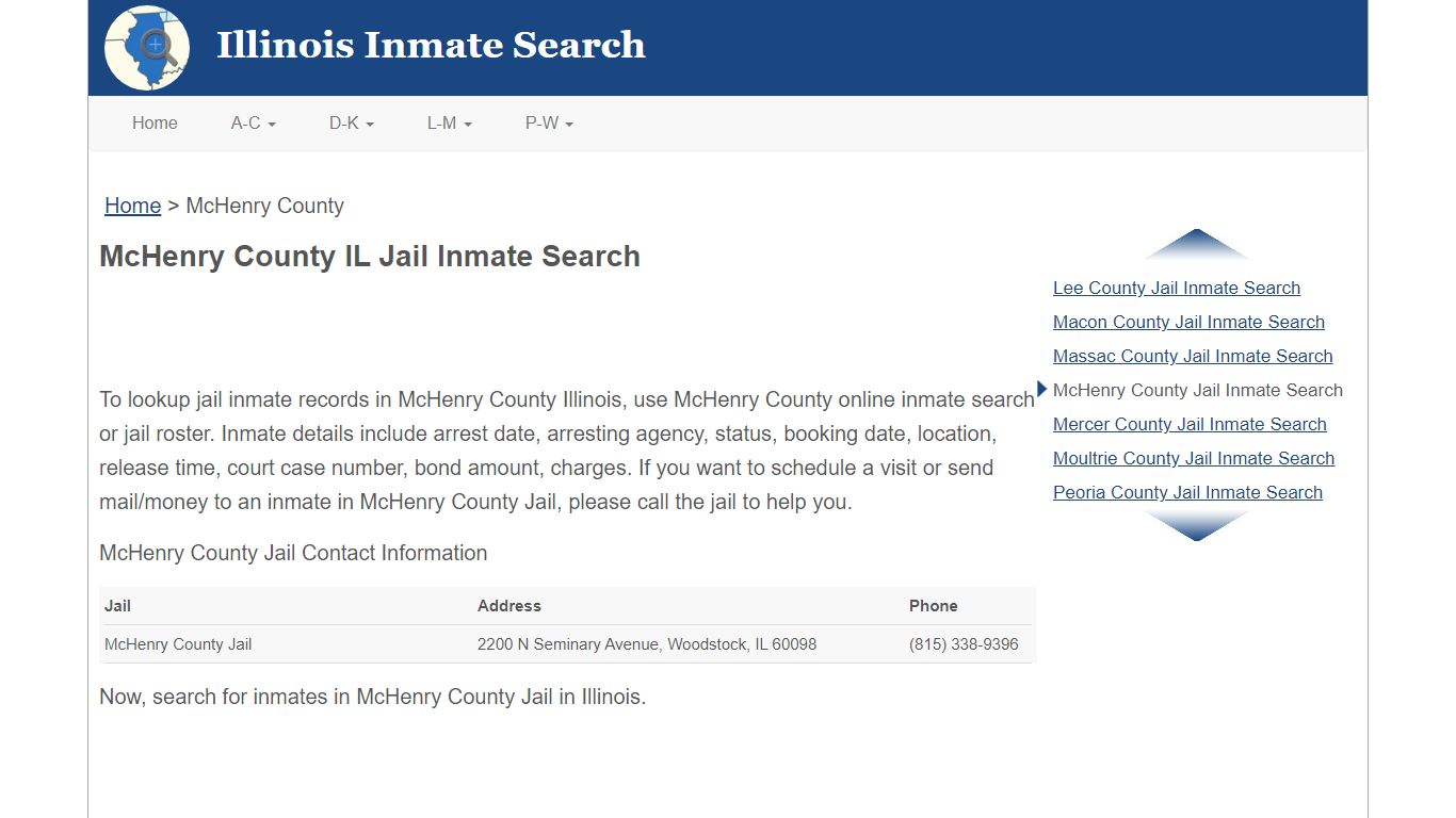 McHenry County IL Jail Inmate Search